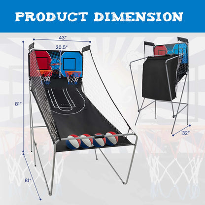 Costway Dual Shot Basketball Arcade Game with 8 Game Modes Electronic Scoring Blue