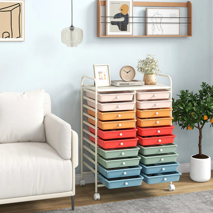 Gymax Office Rolling Cart 20 Storage Drawers Scrapbook Paper Studio Organizer Mutlicolor