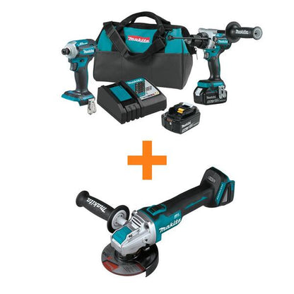 18V LXT Lithium-ion Brushless 2-pc Combo Kit 5.0Ah with bonus 18V LXT Brushless 4-1/2 / 5 in. X-LOCK Angle Grinder
