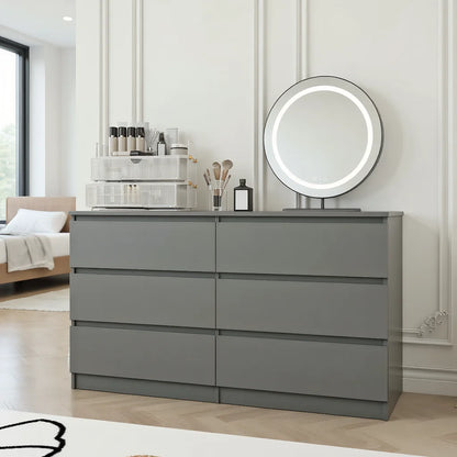 Kadyn Modern 6 Drawer Dresser Wood Cabinet,Dresser for Bedroom, Kitchen Storage Cabinet with Drawers, Chest of Drawers(Black)