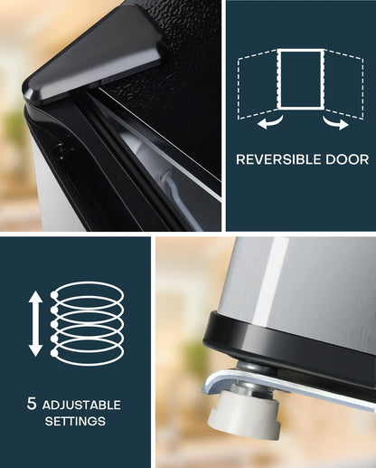Upstreman 1.7 Cu ft Mini Fridge with Freezer Single Door Compact Refrigerator, Low Noise, Energy Saving, Adjustable Temperature, Reversible Door, for Home Office Dorm, Black FR17