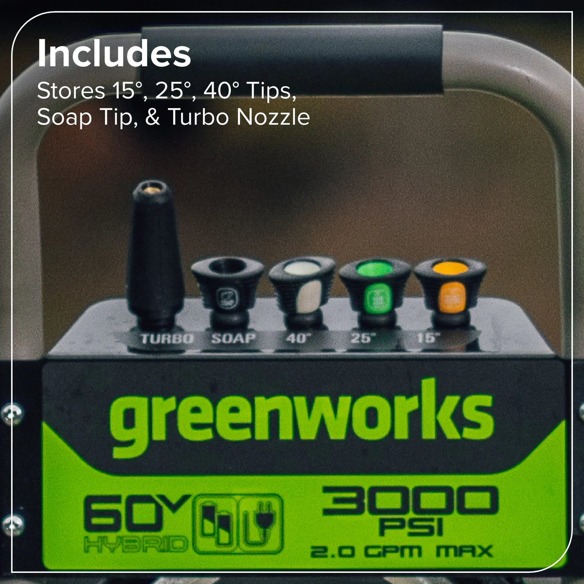 Greenworks Hybrid 60V 3000 MAX PSI at 2.0 GPM MAX Electric Pressure Washer + (2) 5.0Ah Batteries & Dual-Port Charger 5128202