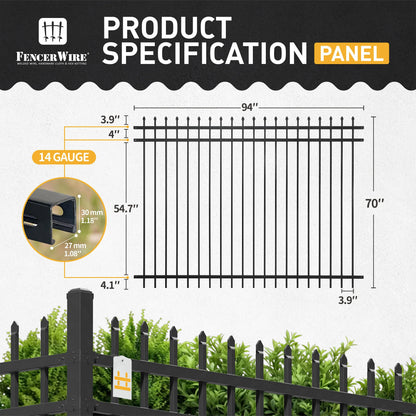 Fencer Wire Heavy Duty Pinnacle Fence Gate, 6FT Height x 4FT Width Outdoor Fence Gate, Outdoor Anti-Rust Metal Steel Gate for Fencing Barrier, Decorative Garden Gate for Residential, Yard, Pool,Patio