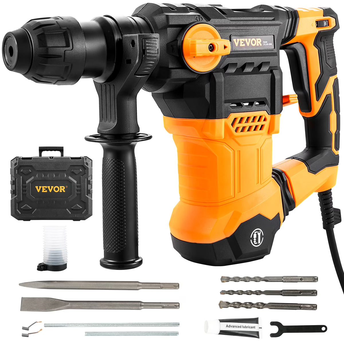 VEVOR 1-1/4inch SDS-Plus Rotary Hammer Drill, 13 Amp Corded Drills, Heavy Duty Chipping Hammers w/Vibration Control & Safety Clutch, Electric Demolition Hammers Variable Speed, Power Tool For Concrete