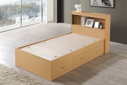 Hodedah Twin-Size Captain Bed with 3-Drawers and Headboard in White