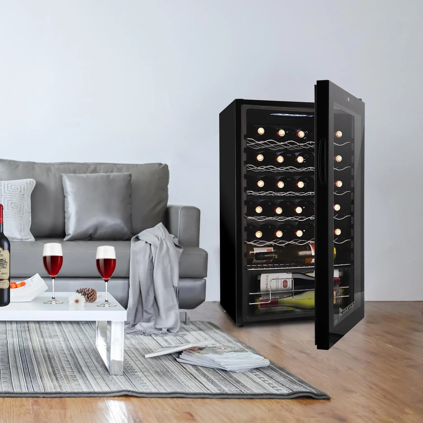 Ktaxon 18 Bottle Compressor Wine Cooler Freestanding Wine Fridge, Fast Cooling, Low Noise