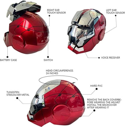 ZUITEH Iron-HeroMan Helmet, New Iron-superhero Mask with Jarvis Voice & Remote&Touch Controlled Open/Close, Collectible Real-life,Superhero Mask for Halloween Costume Christmas Birthday Cosplay Party