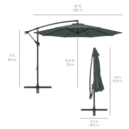 Best Choice Products 10ft Offset Hanging Outdoor Market Patio Umbrella w/ Easy Tilt Adjustment - Tan