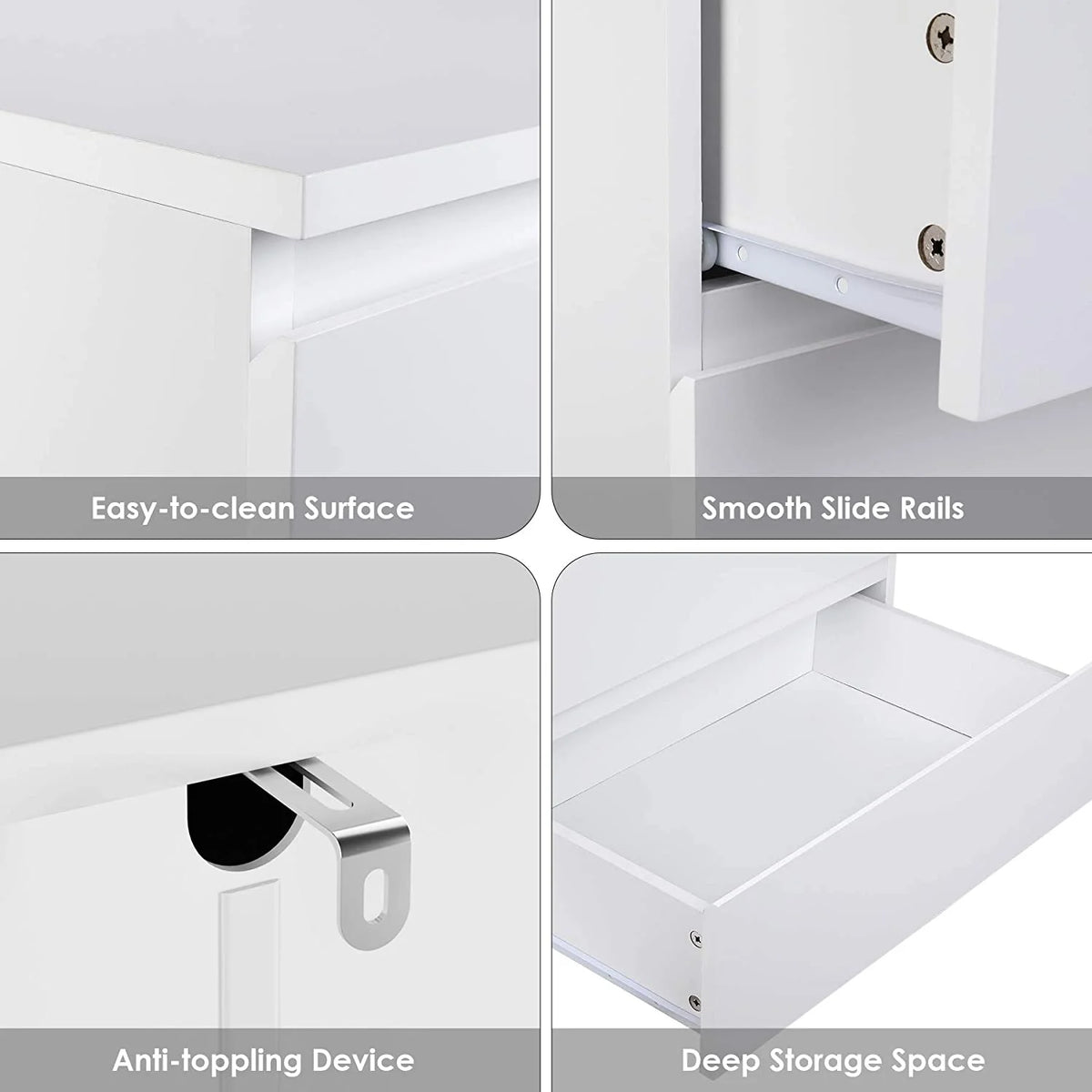 Homfa 5 Drawer White Dresser, Modern Storage Cabinet for Bedroom,Tall Chest of Drawers for Living Room