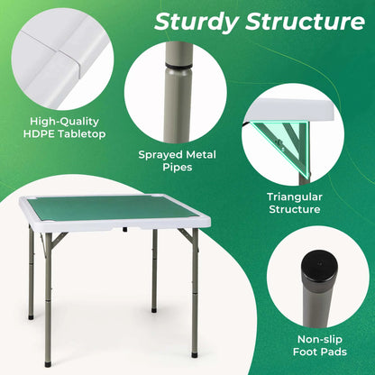 Costway 35" Folding Mahjong Table with Cup Holders & Smooth Felt Mat Carrying Handle Green