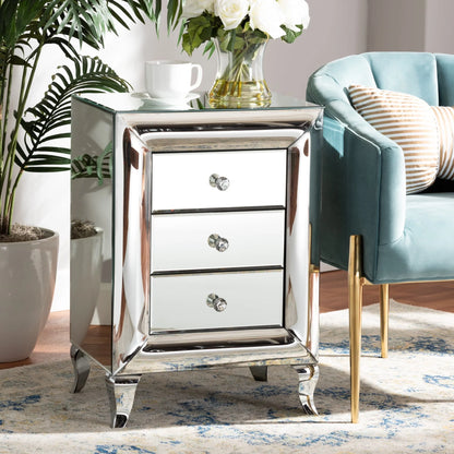 Baxton Studio Pauline Contemporary Glam and Luxe Mirrored 3-Drawer End Table