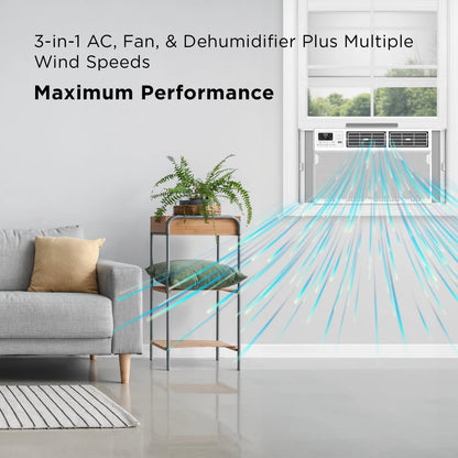 TCL 10,000 BTU Smart Window Air Conditioner, Fan & Dehumidifier, 450 Sq. Ft., Remote Control, Works with Alexa/Google Assistant, Black, W10W92-B4