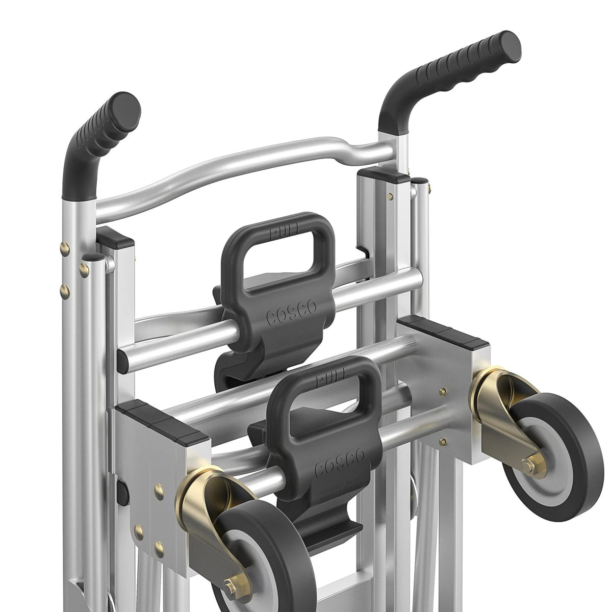 Cosco 3-in-1 Assist Series Aluminum Hand Truck/Assisted Hand Truck/Cart w/ flat free wheels, Silver