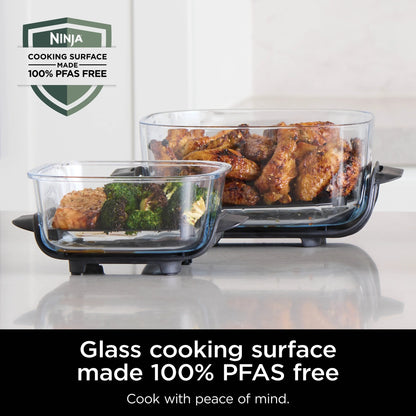 Ninja Crispi 3-in-1 Portable Glass Air Fryer Cooking System, 1500W, 4-Qt & 5-Cup TempWare Glass Containers with Storage Lids, Microwave, Freezer & Dishwasher Safe, White, FN100WH