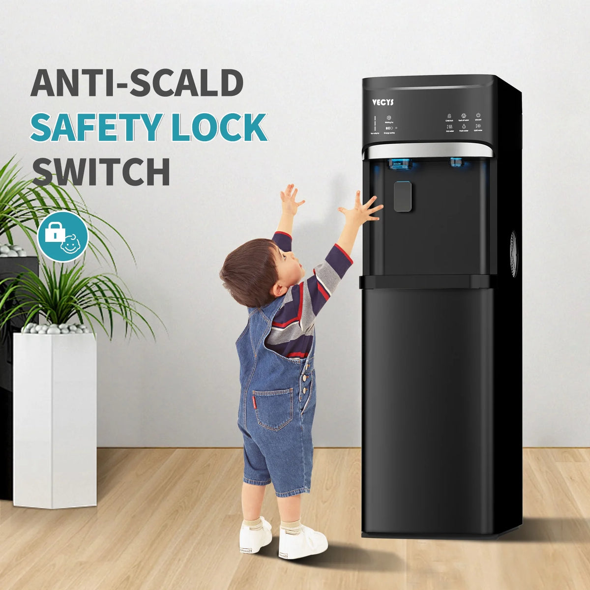 VECYS 5 gal Water Dispenser with Ice Maker, Self-clean & Child Lock