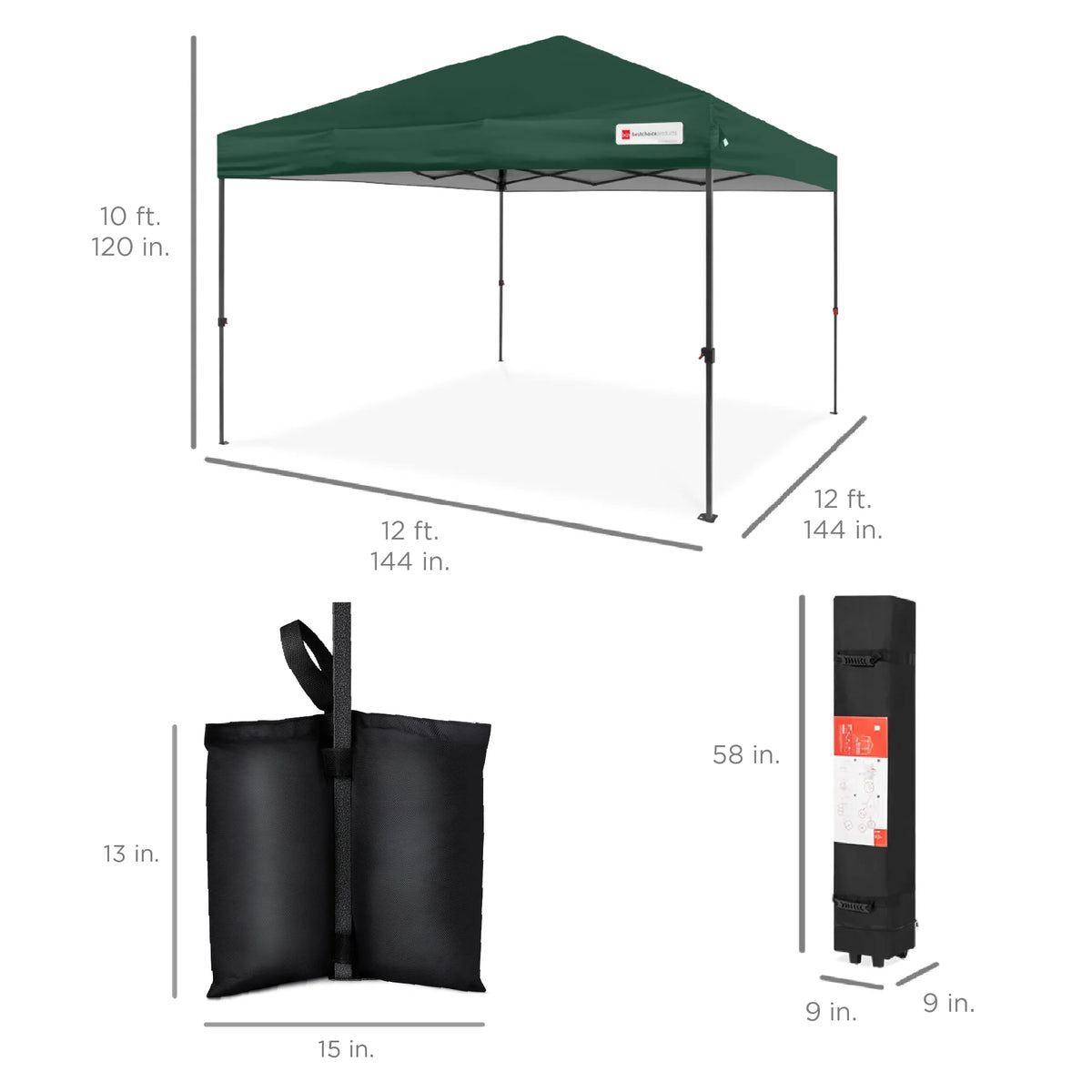 Best Choice Products 12x12ft Easy Setup Pop Up Canopy w/ 1-Button Setup, Wheeled Case, 4 Weight Bags - Navy Blue