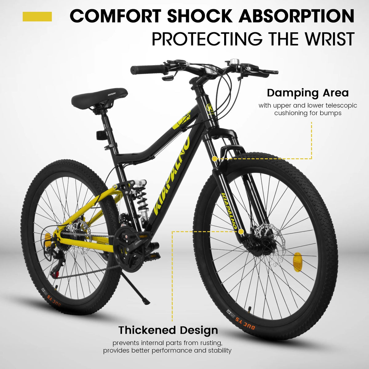 26" Steel Frame Mountain Bike, 21-Speed Unisex Bicycle with Dual Shock Absorbers, Black & Orange