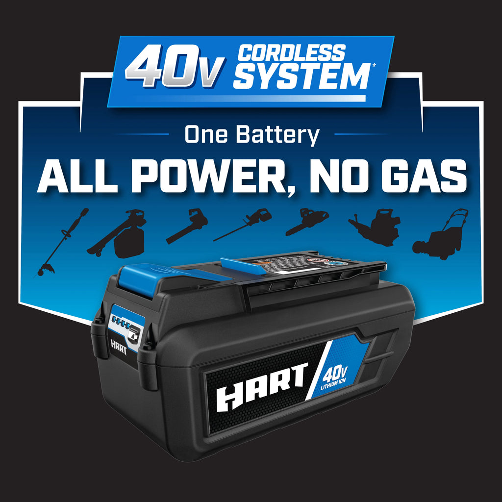 HART 40-Volt Cordless 20-inch Brushless Self Propelled Mower Kit, (1) 6.0 Ah Lithium-Ion Battery