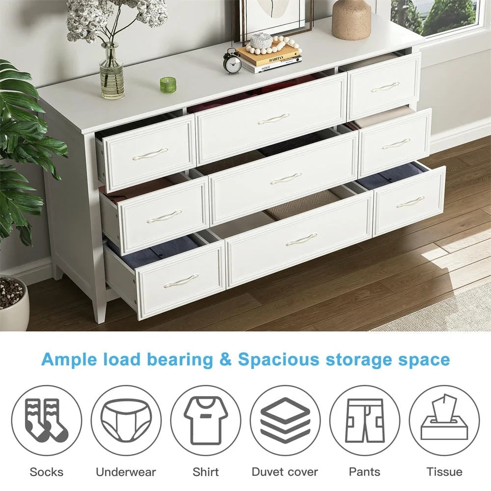 Kadyn Modern 6 Drawer Dresser Wood Cabinet,Dresser for Bedroom, Kitchen Storage Cabinet with Drawers, Chest of Drawers(Black)