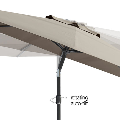 CorLiving 10 Foot Wind Resistant Patio Umbrella, Outdoor Parasol with Crank Tilt, Round Market Umbrella for Patio, Umbrella with Crank, Tilt Umbrella, Outdoor Umbrella, Turquoise