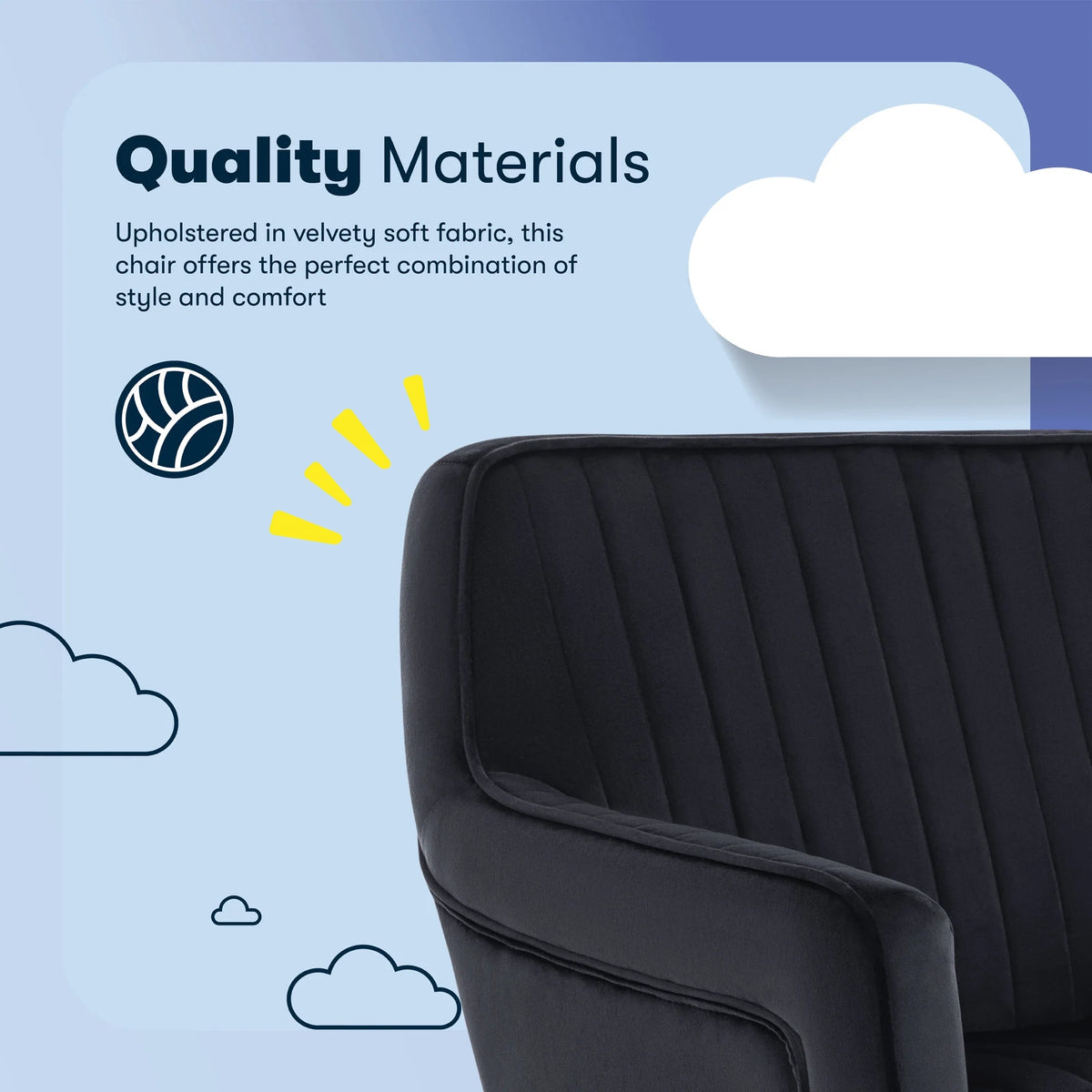 Serta Ashleigh Modern Office Chair Channel-Tufted Design White Velvet Fabric