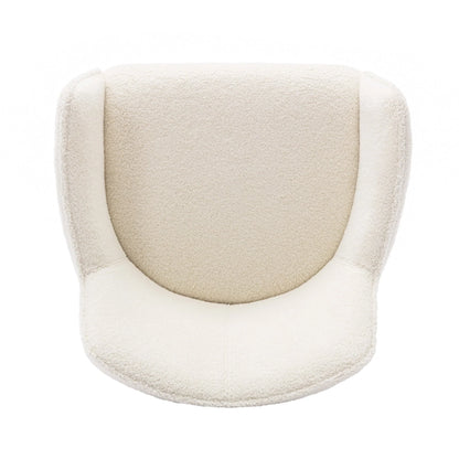 Zesthouse Teddy Sherpa Dining Chairs Set of 2, Modern Boucle Fabric Small Accent Armchairs, Leisure Chairs for Living Dining Room, Cream