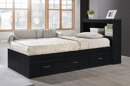 Hodedah Twin-Size Captain Bed with 3-Drawers and Headboard in White