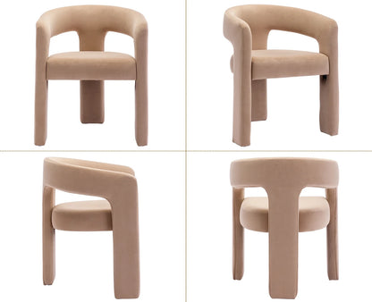 Guyou Modern Sherpa Upholstered Dining Chair, Cute Barrel Side Armchair Kitchen Chair with Armrests and Back for Living Room Dining Room Bedroom, Green