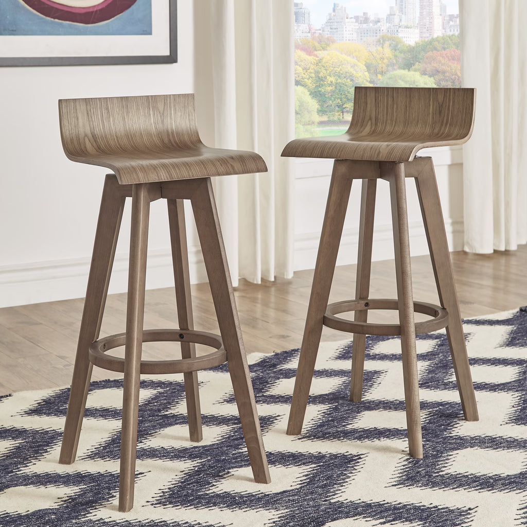 Weston Home Aleksi Modern Wood 29-inch Swivel Bar Stool, Set of 2, Natural