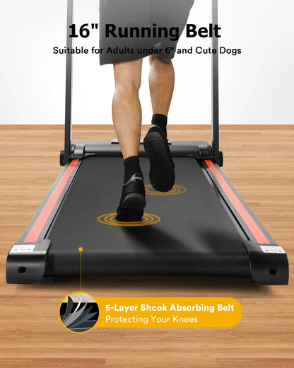 UREVO Folding Treadmill, 2.25HP Portable Mini Treadmills for Home Office, Compact Threadmill with 12 HIIT Modes, LCD Display, 265 lbs Capacity