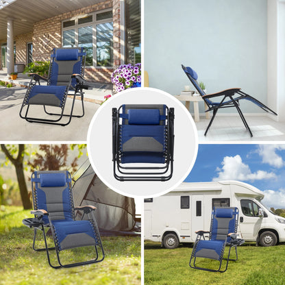 Sophia&William 2 Pieces Outdoor Oversized Padded Zero Gravity Chairs - Grey