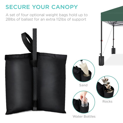 Best Choice Products 12x12ft Easy Setup Pop Up Canopy w/ 1-Button Setup, Wheeled Case, 4 Weight Bags - Navy Blue