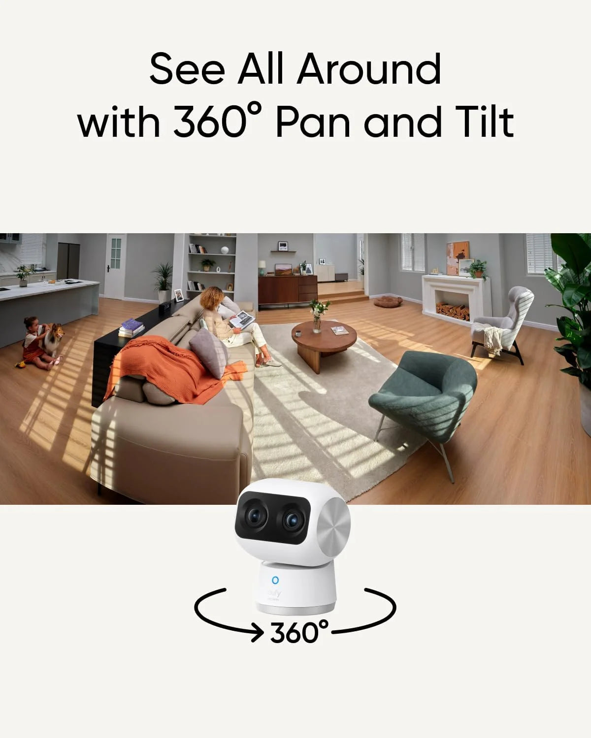 eufy Security Indoor Cam S350, Dual Cameras, 4K UHD Resolution Security Camera with 8�� Zoom and 360�� PTZ