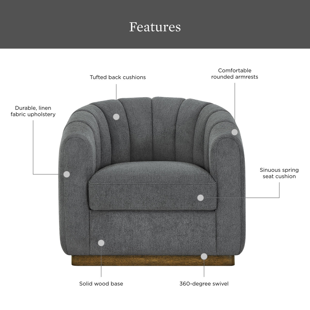 Better Homes & Gardens Lillian Accent Swivel Chair, Cream Linen