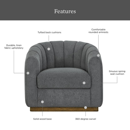 Better Homes & Gardens Lillian Accent Swivel Chair, Cream Linen