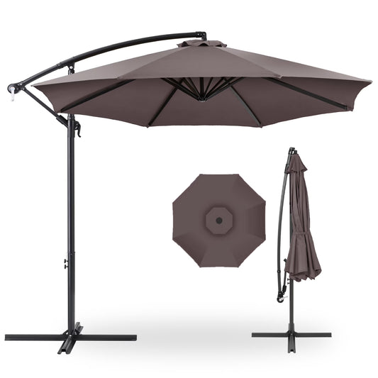 Best Choice Products 10ft Offset Hanging Outdoor Market Patio Umbrella w/ Easy Tilt Adjustment - Tan