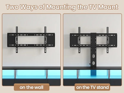 Afuhokles TV Stand with Mount and Power Outlet, TV Mount for up to 75 inch TVs, Modern LED TV Stand with 6 Drawers, Black
