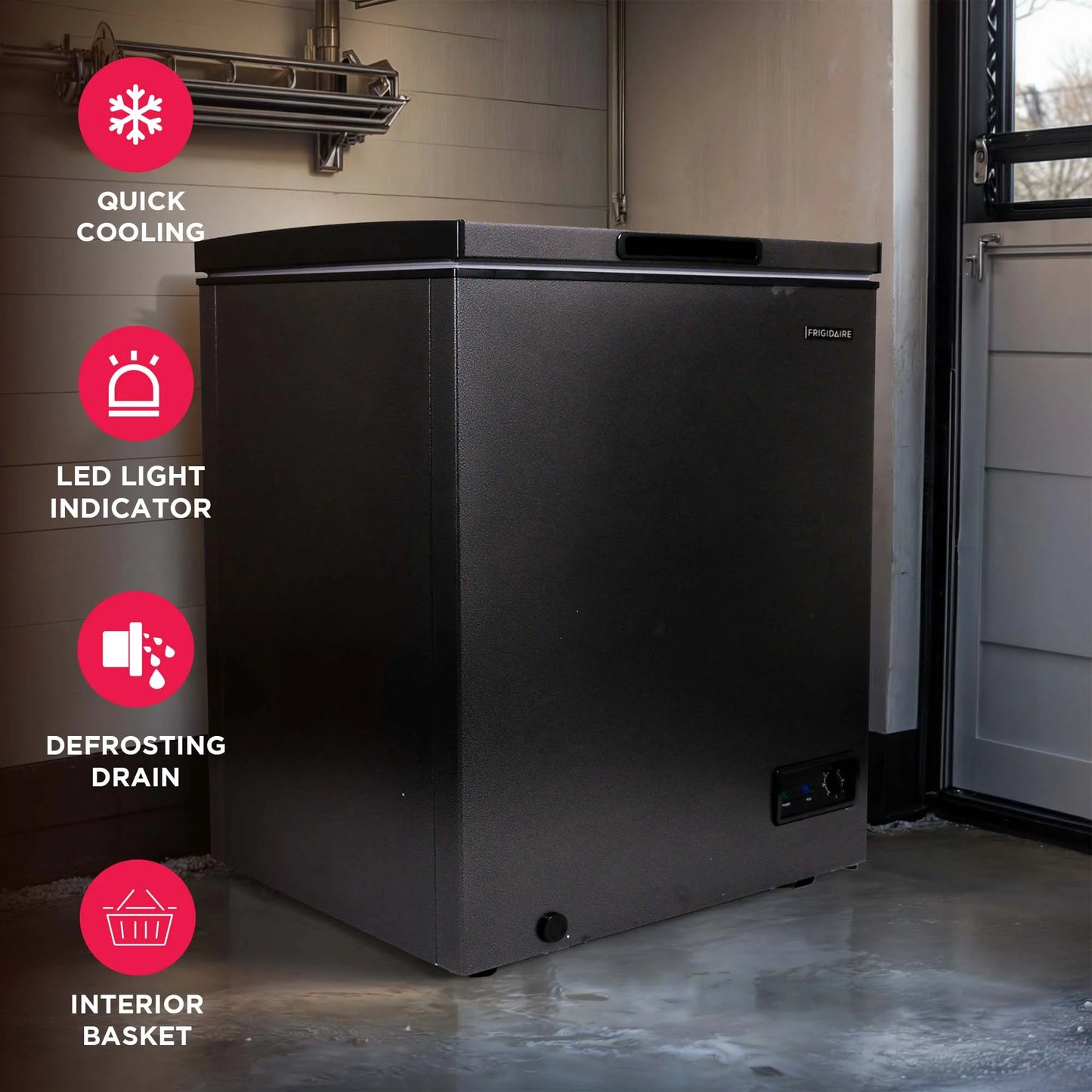 Frigidaire, 5.0 Cu. ft. Chest Freezer, Black Granite Design