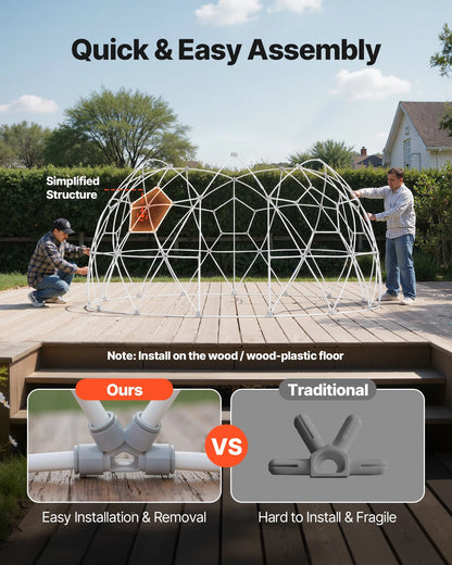 VEVOR Garden Dome Tent, 12 x 7.2 ft Outdoor Clear Bubble Tent for 4-7 Person, Weatherproof Geodesic Dome Greenhouse with Window, PVC Igloo Tents for Backyard Patios Camping Party Wedding