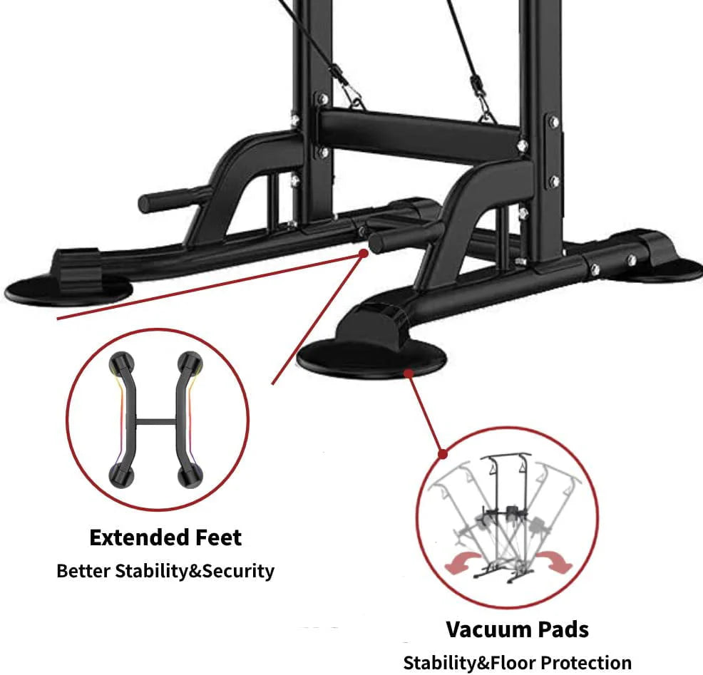 Tappio Multifunction Power Tower Dip Bar Station Pull Up Bar Stand for Home Gym, Adjustable Strength Training Fitness Equipment with Backrest,400lb Capacity