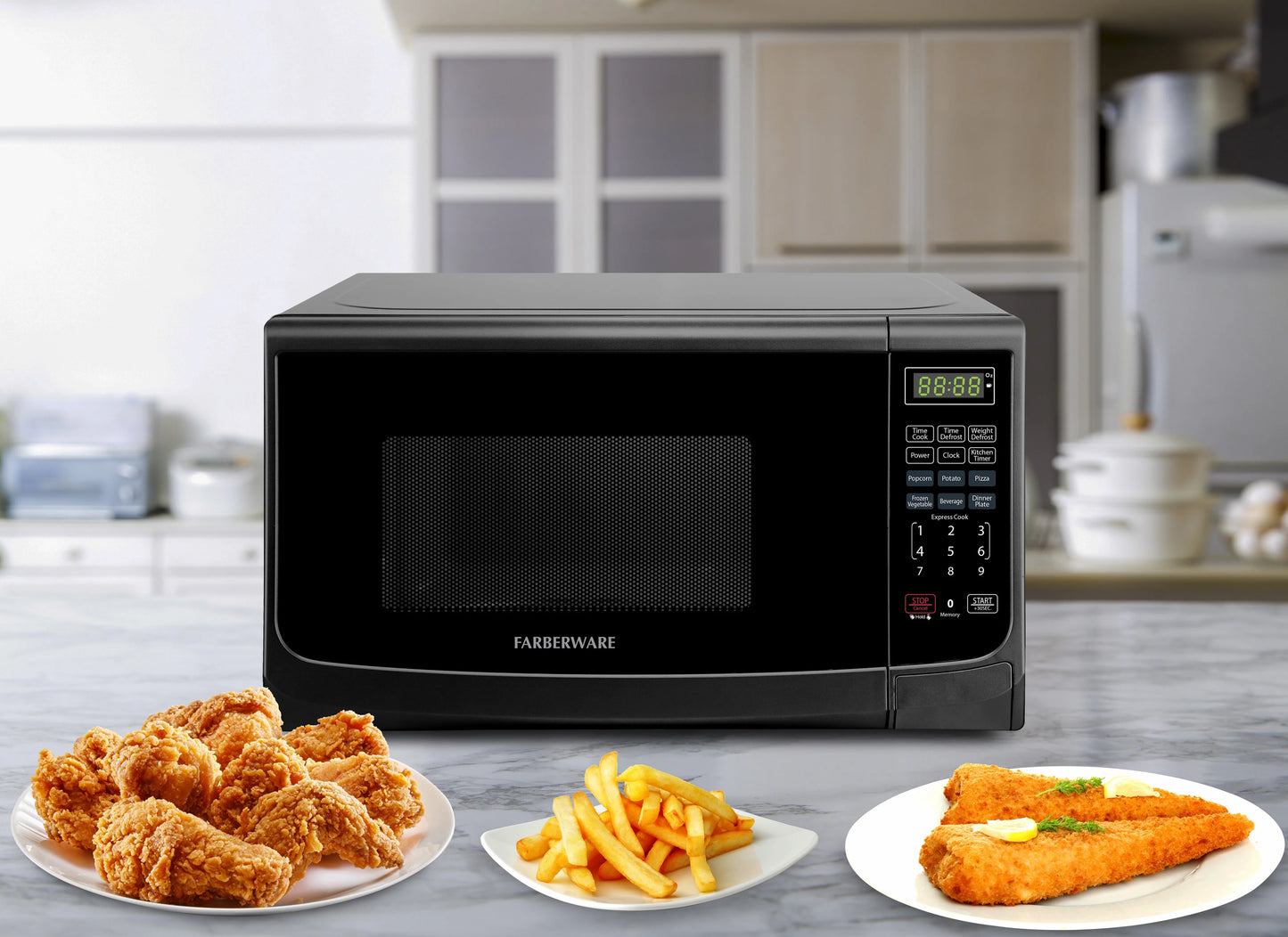 Farberware Countertop Microwave Oven with LED Lighting & Child Lock, 0.7 Cu Ft Black