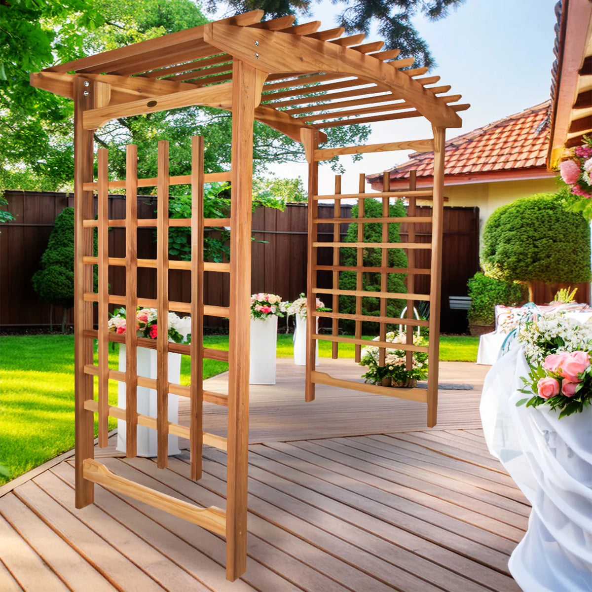 All Things Cedar PA106 Pagoda Wedding Arbor - Elegant Garden Arch for Weddings and Landscapes