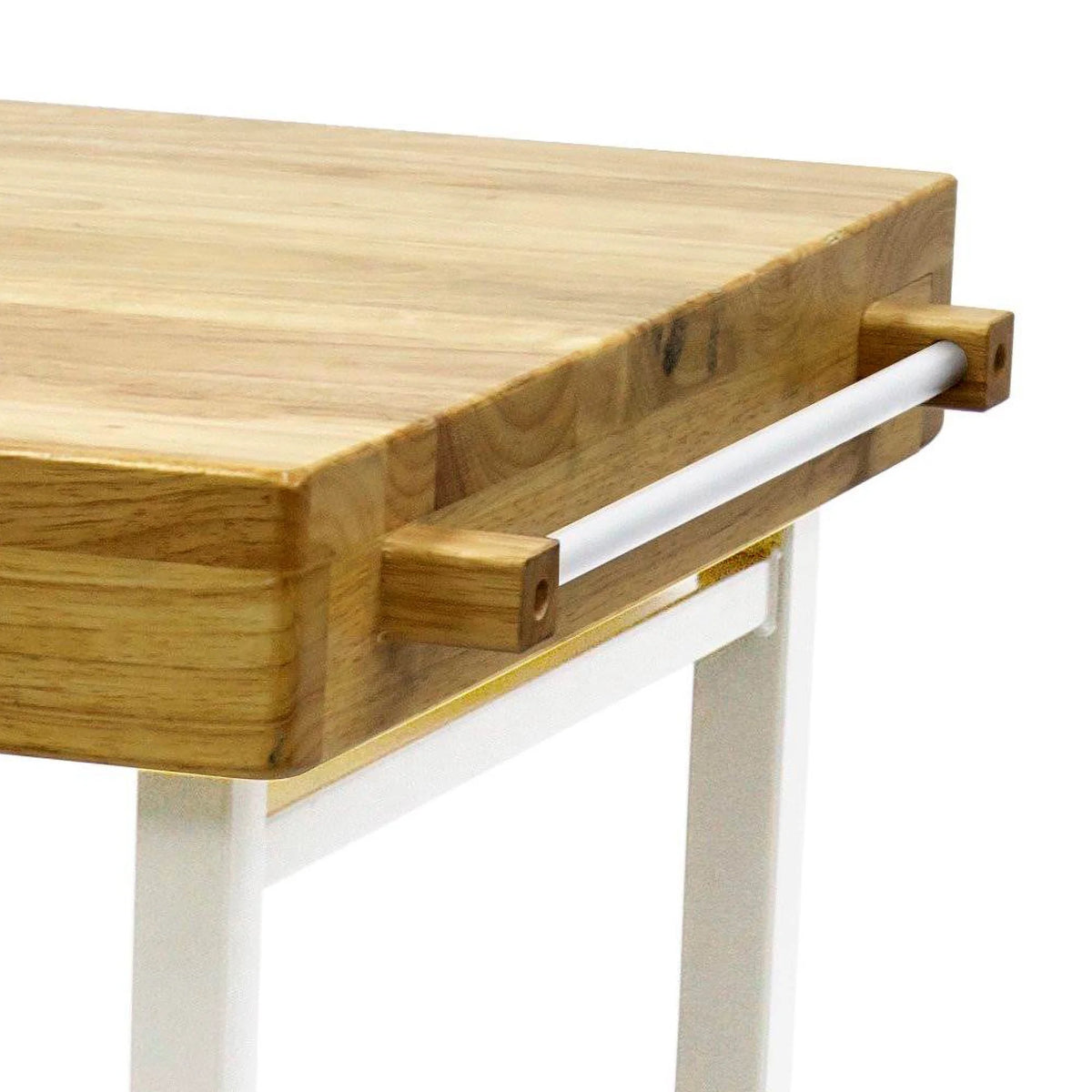 Origami Foldable Wheeled Portable Solid Wood Top Kitchen Island Bar Cart