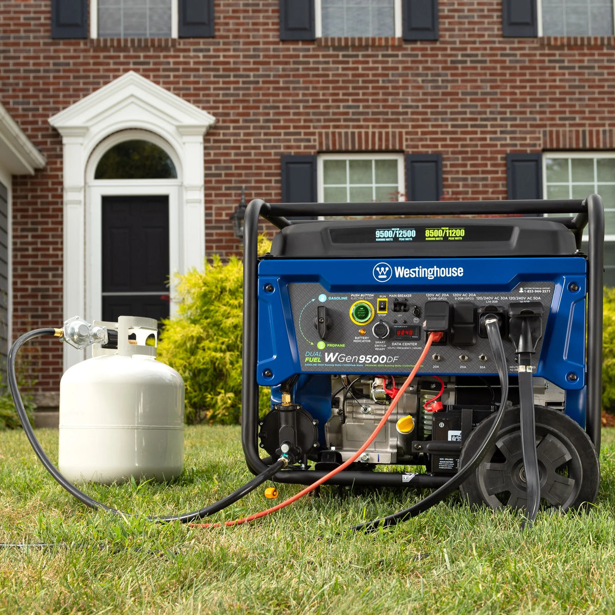 Westinghouse 12,500 Peak Watt Dual Fuel Portable Generator, Electric Start, Transfer Switch Ready