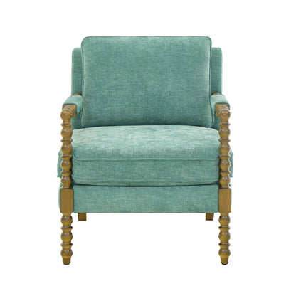 Pioneer Woman Harper Spindle Accent Chair, Jade Fabric Upholstery