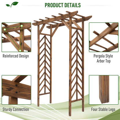 CAMSCH 85'' Premium Outdoor Wooden Arbor Arch with Trellis, Straight top, Pergola Arch for Climbing Plants, Wood Garden Yard Lattice, Wedding Arch for Ceremony, 63''(L) x 26''(W) x 85''(H)