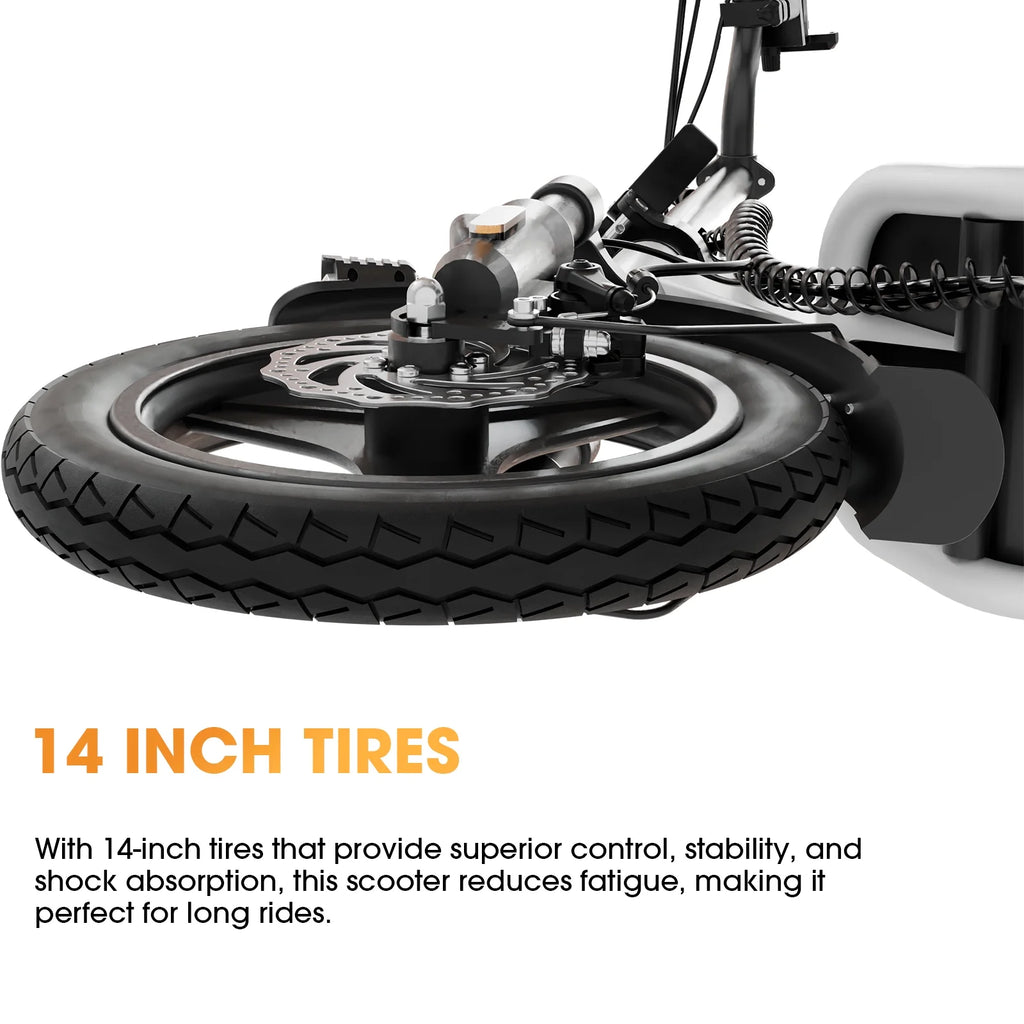 Skeri Electric Scooter with Seat for Adult and Basket, 14 Inch Tire Electric Scooter with Dual Shock Absorbers, 350W Motor with 25-Mile Range, Speed Up to 20 MPH (Gen 2.0)