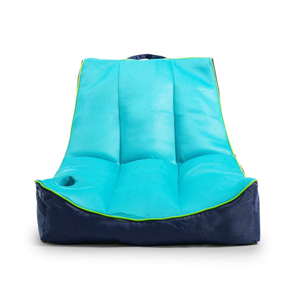 Big Joe Captain's Float No Inflation Needed Pool Lounger with Drink Holder, Blurred Blue Double Sided Mesh, Quick Draining Fabric, 3 feet