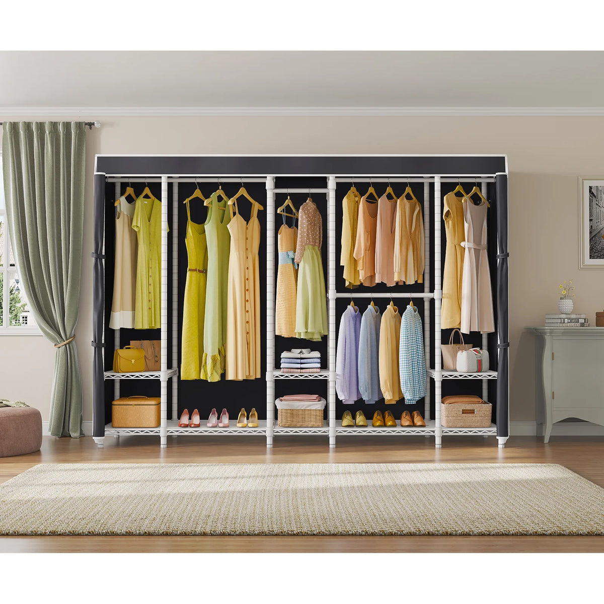 VIPEK V50 Extra Large Portable Closet Rack Bedroom Armoire Freestanding Wardrobe Closet, Heavy Duty Clothes Rack Multi-Functional Metal Clothing Rack for Hanging Clothes, Max Load 1300lbs, Black