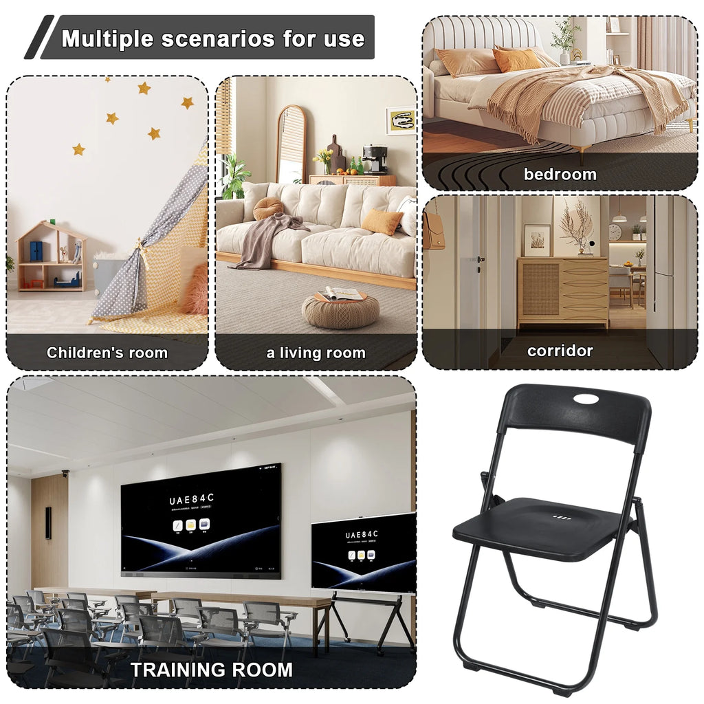 Anvazise Folding Chair 6Pcs/Set Folding Chairs, Staff Backpack Computer Chair, Basics Foldable Plastic Chair, Outdoor Portable Activity Chair, Black (Black)